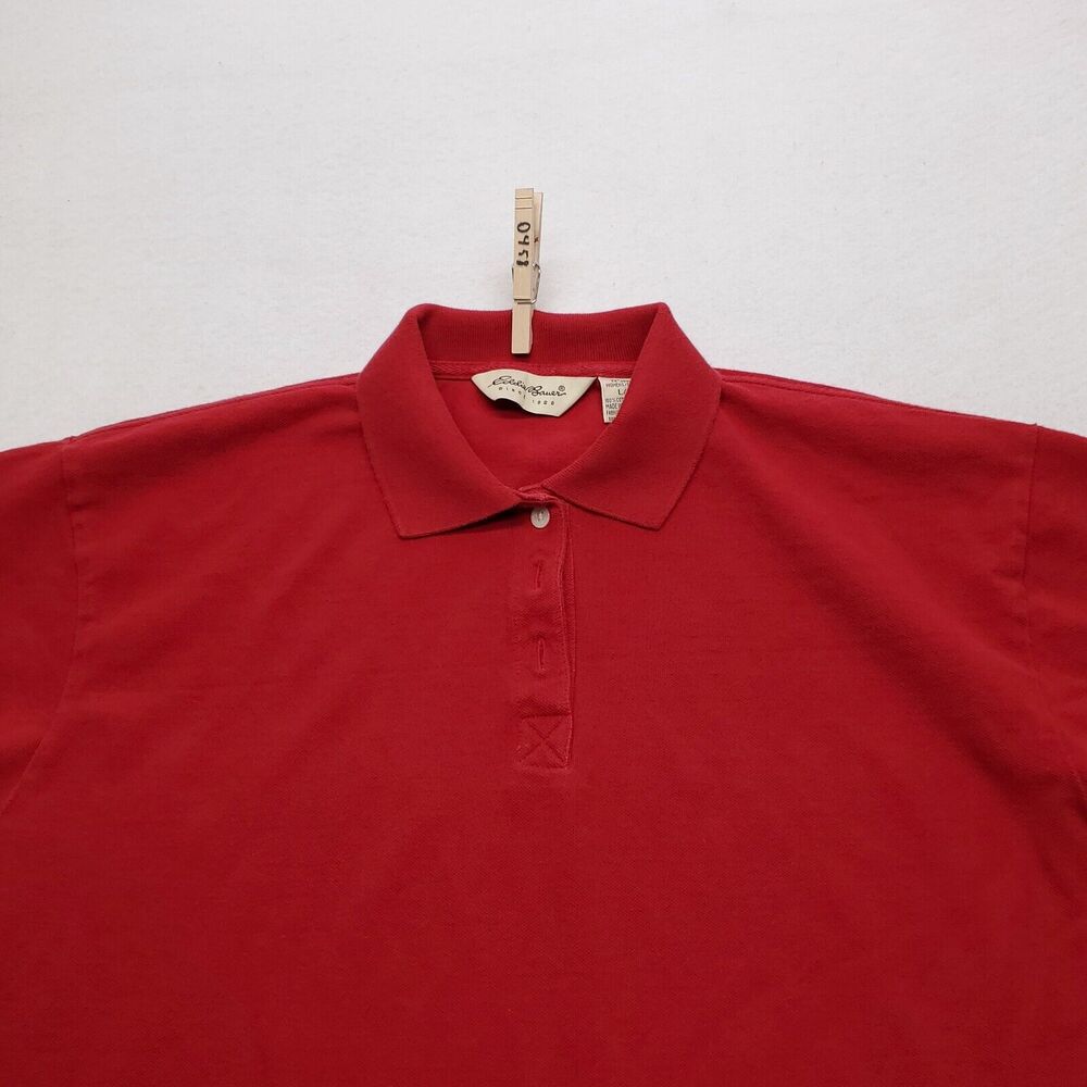 Eddie Bauer Casual Pullover Short Sleeve Polo Shirt Adult Womens Size L Red